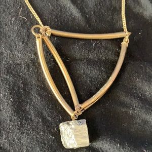 Brass and natural stone necklace